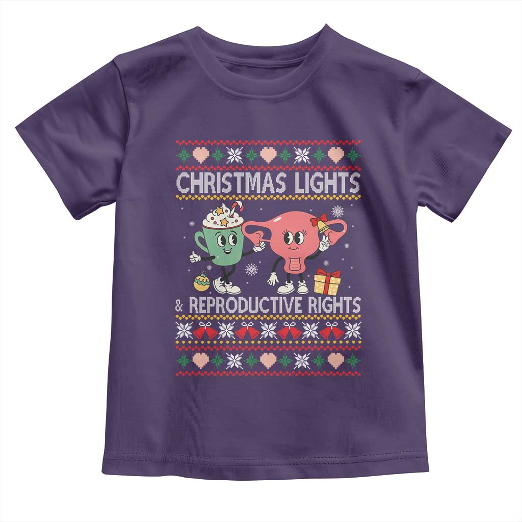Funny Feminist Christmas Lights And Reproductive Rights Ugly Holiday Gift Toddler T Shirt TS12 Purple Print Your Wear