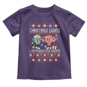 Funny Feminist Christmas Lights And Reproductive Rights Ugly Holiday Gift Toddler T Shirt TS12 Purple Print Your Wear