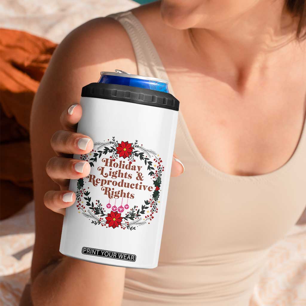 Holiday Lights And Reproductive Rights 4 in 1 Can Cooler Tumbler Funny Feminist Christmas Gift TS12 Print Your Wear