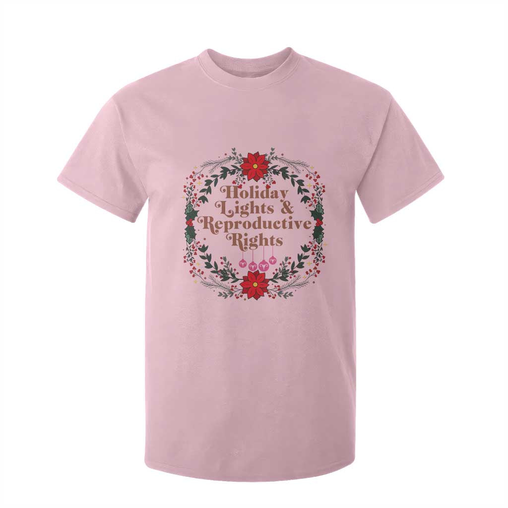 Holiday Lights And Reproductive Rights T Shirt For Kid Funny Feminist Christmas Gift TS12 Light Pink Print Your Wear