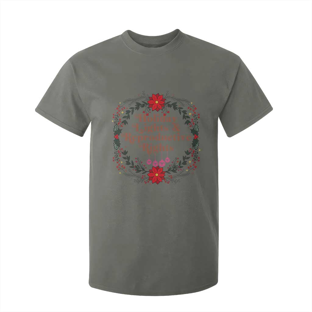 Holiday Lights And Reproductive Rights T Shirt For Kid Funny Feminist Christmas Gift TS12 Military Green Print Your Wear