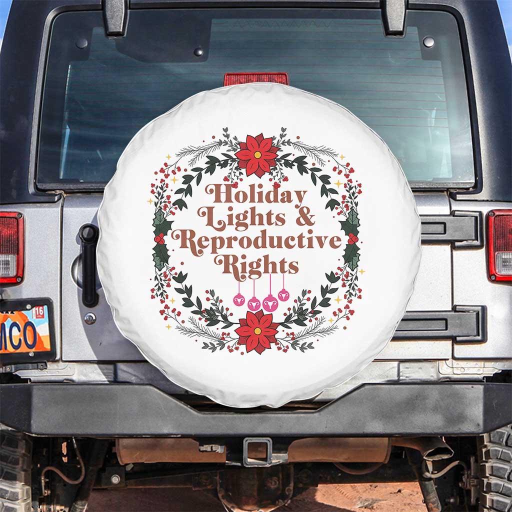 Holiday Lights And Reproductive Rights Spare Tire Cover Funny Feminist Christmas Gift TS12 No hole White Print Your Wear