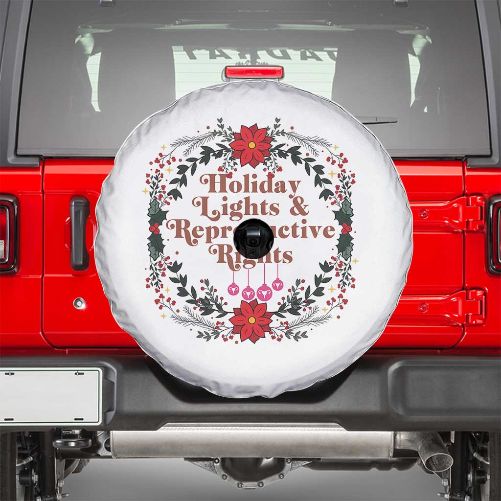 Holiday Lights And Reproductive Rights Spare Tire Cover Funny Feminist Christmas Gift TS12 White Print Your Wear