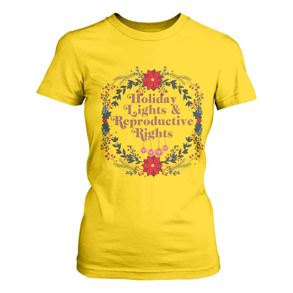Holiday Lights And Reproductive Rights T Shirt For Women Funny Feminist Christmas Gift TS12 Daisy Print Your Wear