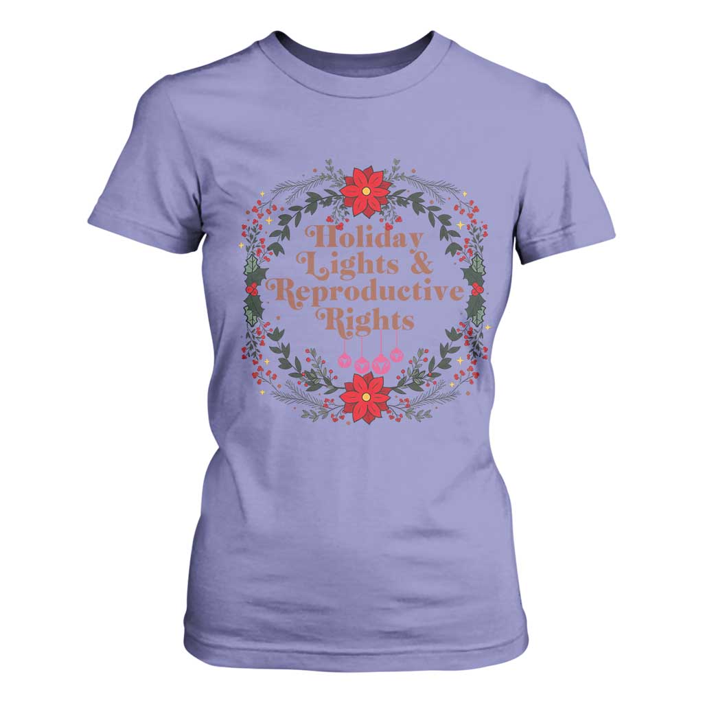 Holiday Lights And Reproductive Rights T Shirt For Women Funny Feminist Christmas Gift TS12 Violet Print Your Wear
