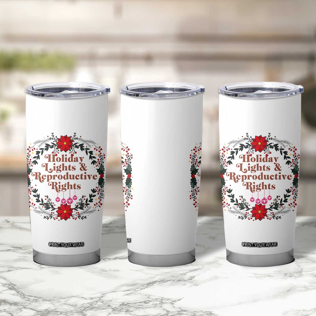 Holiday Lights And Reproductive Rights Tumbler Cup Funny Feminist Christmas Gift TS12 Print Your Wear