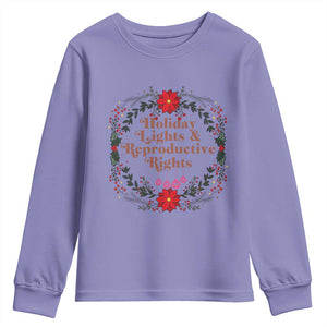 Holiday Lights And Reproductive Rights Youth Sweatshirt Funny Feminist Christmas Gift TS12 Violet Print Your Wear
