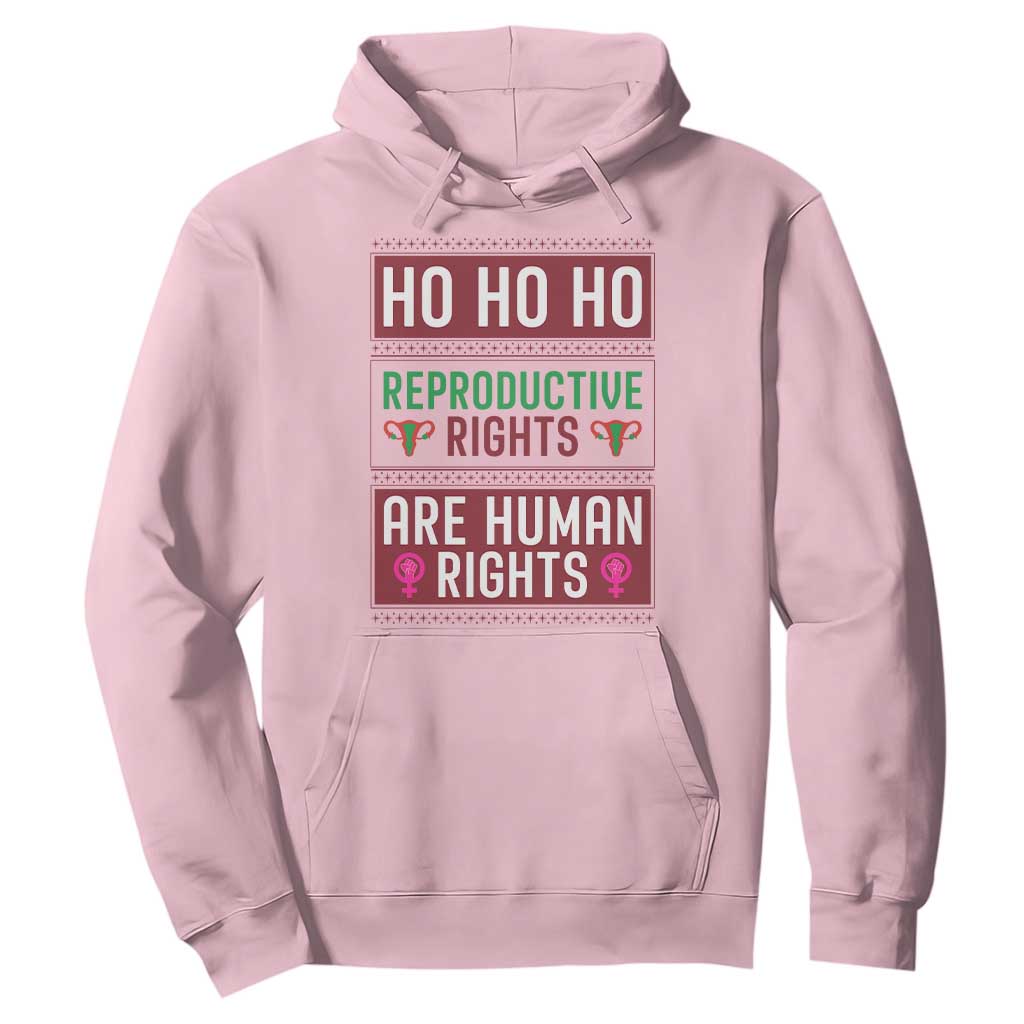 Funny Christmas Feminist Gift Hoodie Reproductive Rights Are Human Rights TS12 Light Pink Print Your Wear