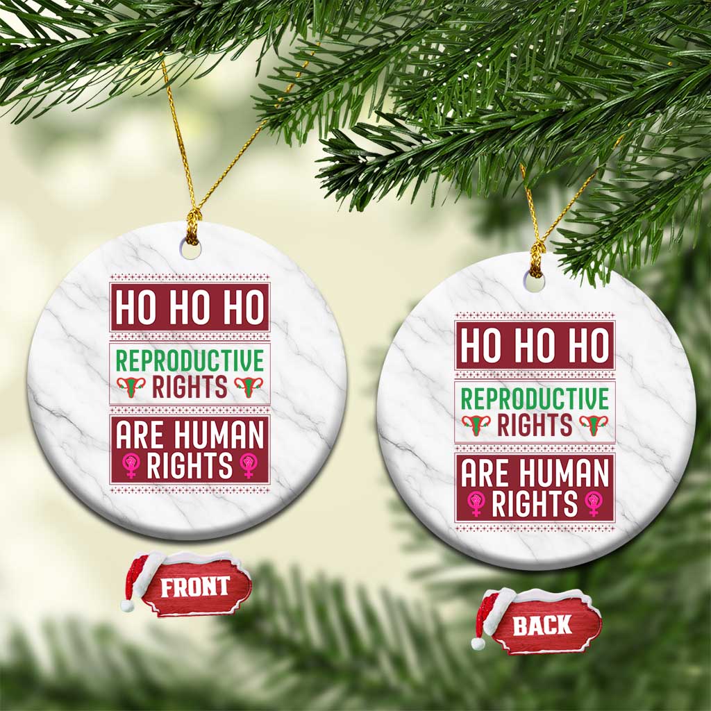 Funny Christmas Feminist Gift Ceramic Ornament Reproductive Rights Are Human Rights TS12 1pc White Marble Print Your Wear