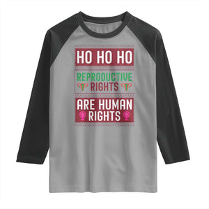 Funny Christmas Feminist Gift Raglan Shirt Reproductive Rights Are Human Rights TS12 Sport Gray Black Print Your Wear