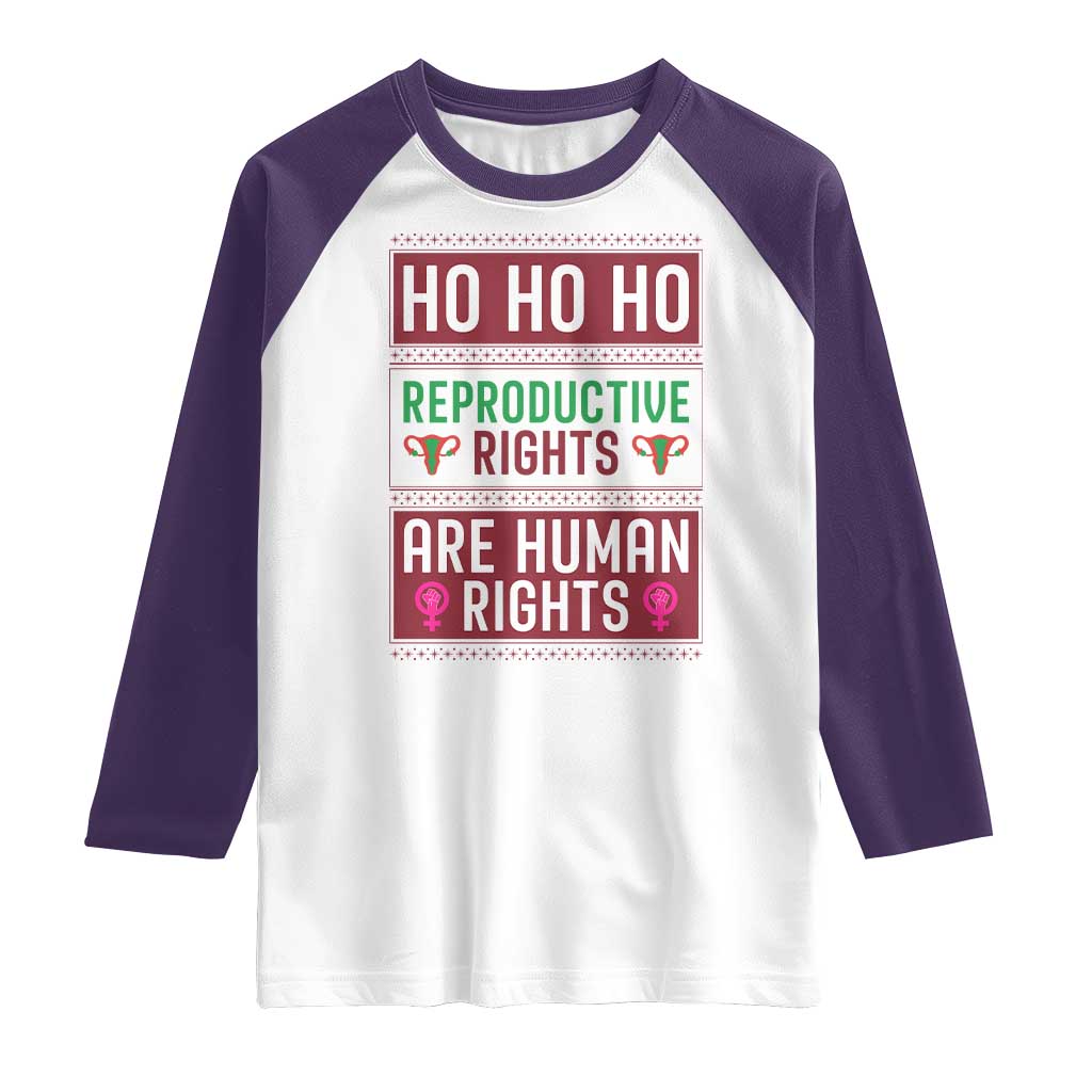 Funny Christmas Feminist Gift Raglan Shirt Reproductive Rights Are Human Rights TS12 White Purple Print Your Wear