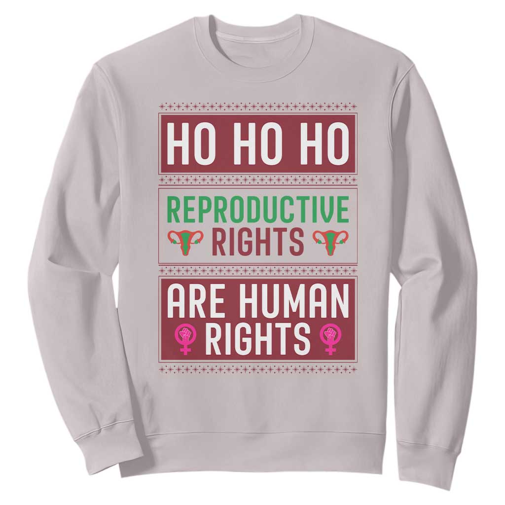 Funny Christmas Feminist Gift Sweatshirt Reproductive Rights Are Human Rights TS12 Ice Gray Print Your Wear
