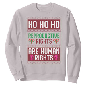 Funny Christmas Feminist Gift Sweatshirt Reproductive Rights Are Human Rights TS12 Ice Gray Print Your Wear