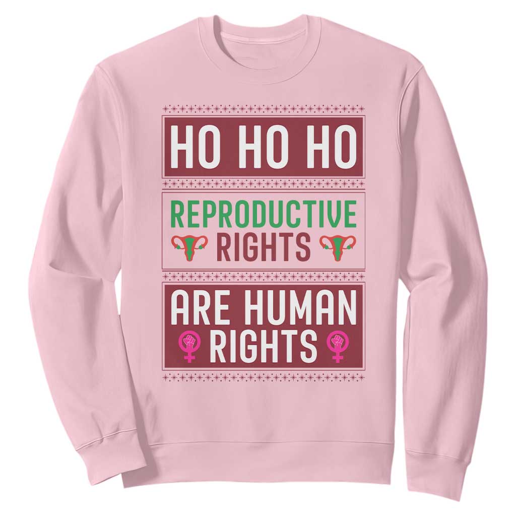 Funny Christmas Feminist Gift Sweatshirt Reproductive Rights Are Human Rights TS12 Light Pink Print Your Wear
