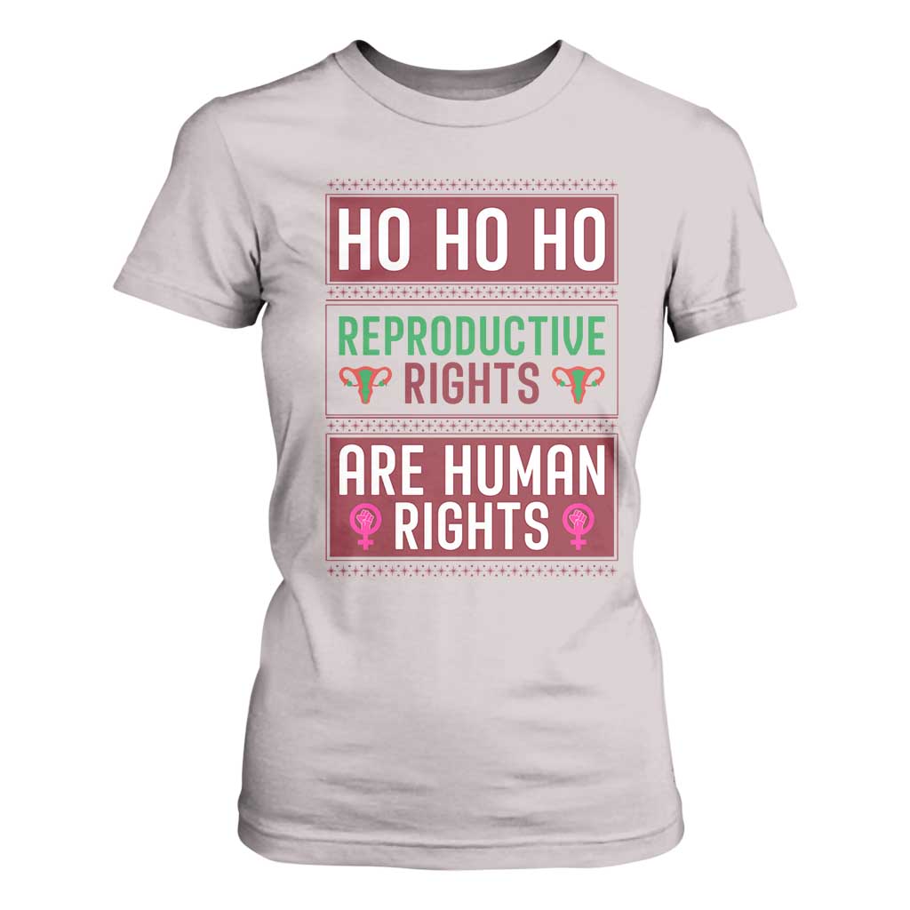 Funny Christmas Feminist Gift T Shirt For Women Reproductive Rights Are Human Rights TS12 Ice Gray Print Your Wear