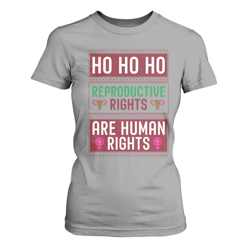 Funny Christmas Feminist Gift T Shirt For Women Reproductive Rights Are Human Rights TS12 Sport Gray Print Your Wear
