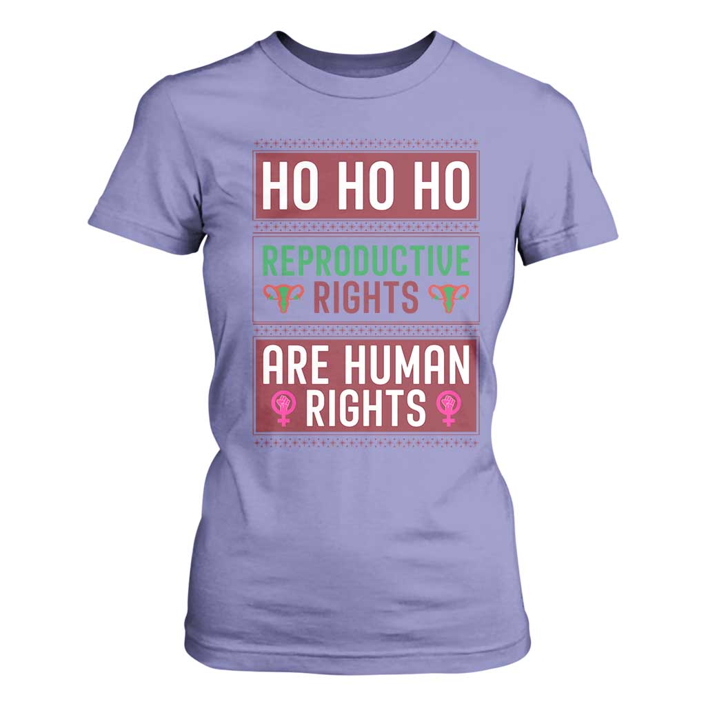 Funny Christmas Feminist Gift T Shirt For Women Reproductive Rights Are Human Rights TS12 Violet Print Your Wear