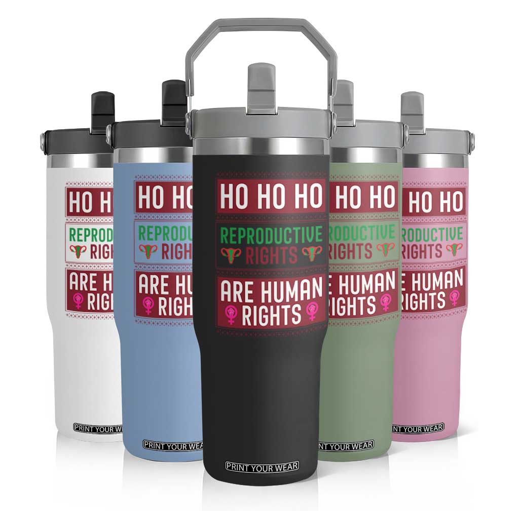 Funny Christmas Feminist Gift Flip Straw Tumbler Reproductive Rights Are Human Rights TS12 Print Your Wear