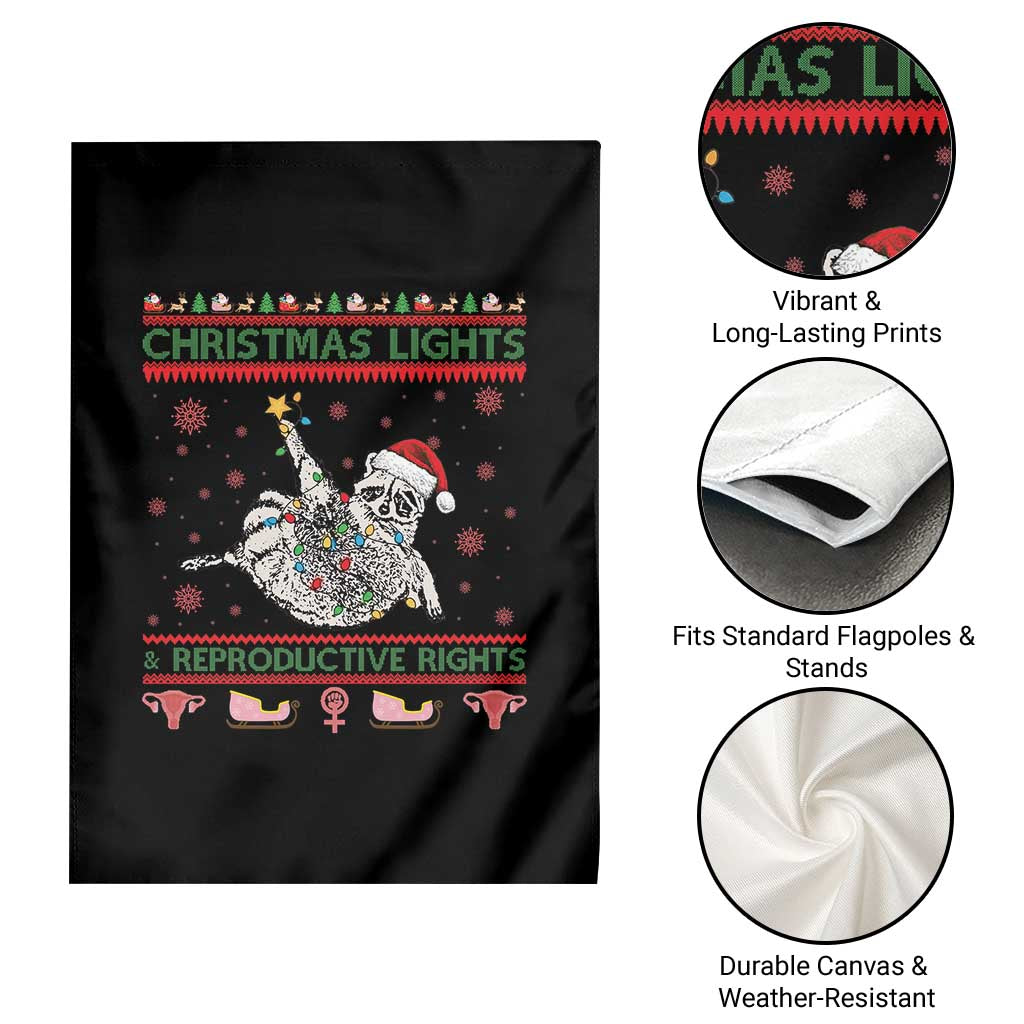 Christmas Lights And Reproductive Rights Ugly Christmas Garden Flag Feminist Raccoon Gift TS12 Print Your Wear