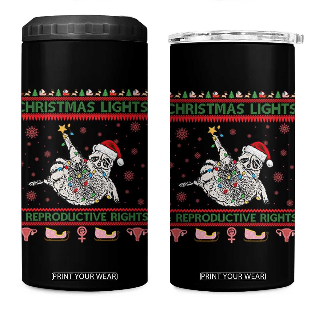 Christmas Lights And Reproductive Rights Ugly Christmas 4 in 1 Can Cooler Tumbler Feminist Raccoon Gift TS12 One Size: 16 oz Black Print Your Wear