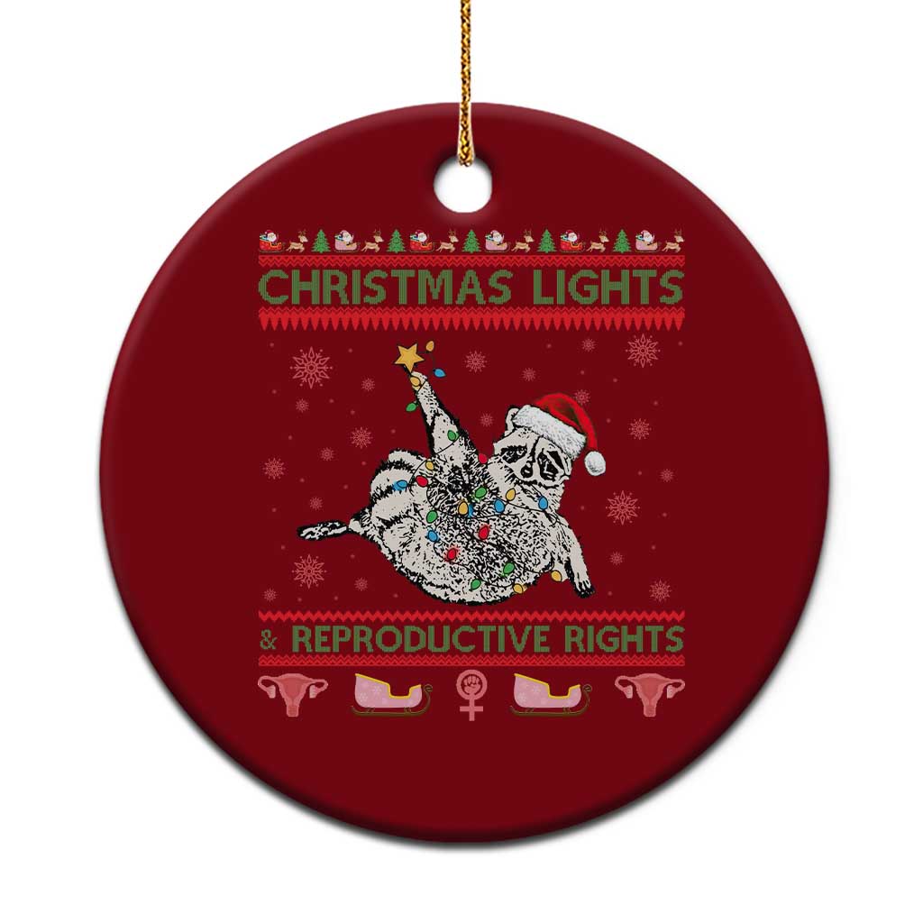 Christmas Lights And Reproductive Rights Ugly Christmas Ceramic Ornament Feminist Raccoon Gift TS12 1pc Red Print Your Wear