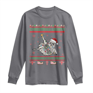 Christmas Lights And Reproductive Rights Ugly Christmas Long Sleeve Shirt Feminist Raccoon Gift TS12 Charcoal Print Your Wear