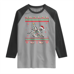 Christmas Lights And Reproductive Rights Ugly Christmas Raglan Shirt Feminist Raccoon Gift TS12 Sport Gray Black Print Your Wear