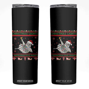 Christmas Lights And Reproductive Rights Ugly Christmas Skinny Tumbler Feminist Raccoon Gift TS12 Black Print Your Wear
