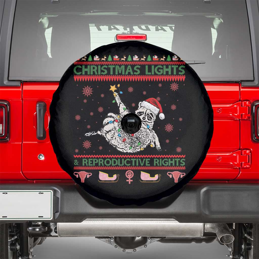 Christmas Lights And Reproductive Rights Ugly Christmas Spare Tire Cover Feminist Raccoon Gift TS12 Black Print Your Wear