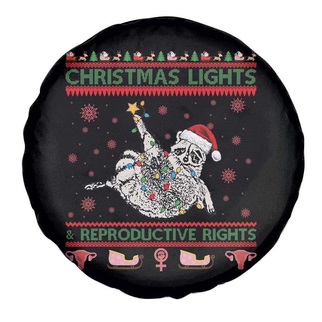 Christmas Lights And Reproductive Rights Ugly Christmas Spare Tire Cover Feminist Raccoon Gift TS12 Print Your Wear
