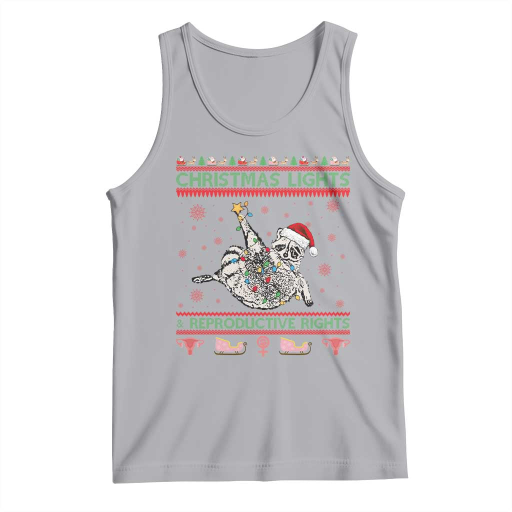Christmas Lights And Reproductive Rights Ugly Christmas Tank Top Feminist Raccoon Gift TS12 Athletic Heather Print Your Wear