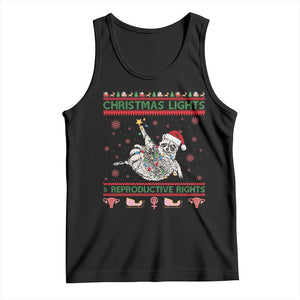 Christmas Lights And Reproductive Rights Ugly Christmas Tank Top Feminist Raccoon Gift TS12 Black Print Your Wear