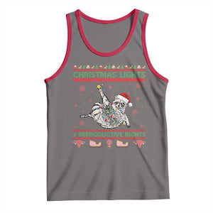 Christmas Lights And Reproductive Rights Ugly Christmas Tank Top Feminist Raccoon Gift TS12 Deep Heather Red Print Your Wear