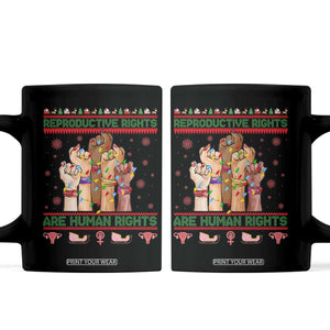 Ugly Christmas Feminist Raccoon Gift Coffee Mug Reproductive Rights Are Human Rights TS12 Black Print Your Wear