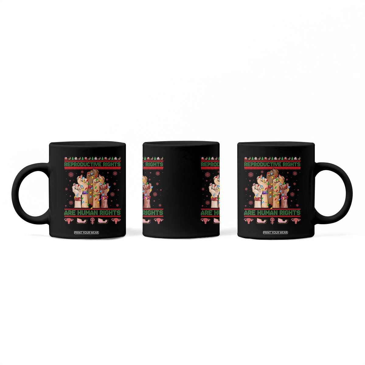 Ugly Christmas Feminist Raccoon Gift Coffee Mug Reproductive Rights Are Human Rights TS12 Print Your Wear