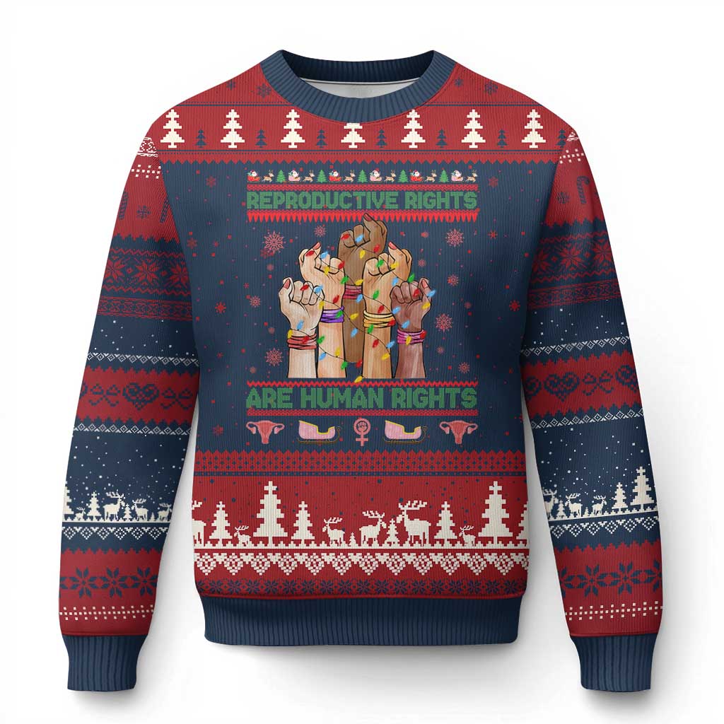 Ugly Xmas Feminist Raccoon Gift Ugly Christmas Sweater Reproductive Rights Are Human Rights TS12 Navy Red Print Your Wear
