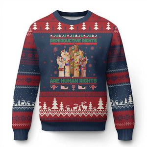 Ugly Xmas Feminist Raccoon Gift Ugly Christmas Sweater Reproductive Rights Are Human Rights TS12 Navy Red Print Your Wear