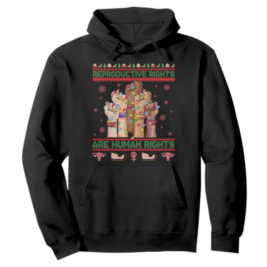 Ugly Christmas Feminist Raccoon Gift Hoodie Reproductive Rights Are Human Rights TS12 Black Print Your Wear
