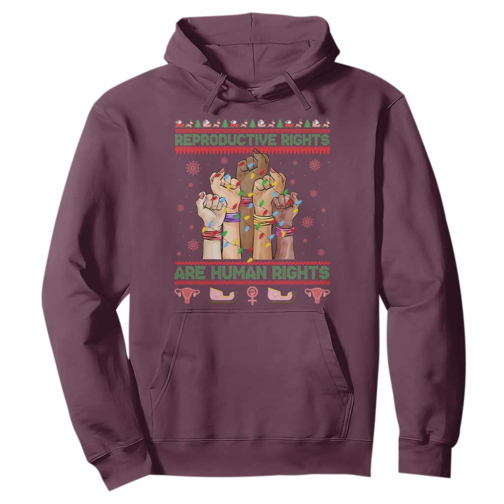 Ugly Christmas Feminist Raccoon Gift Hoodie Reproductive Rights Are Human Rights TS12 Maroon Print Your Wear