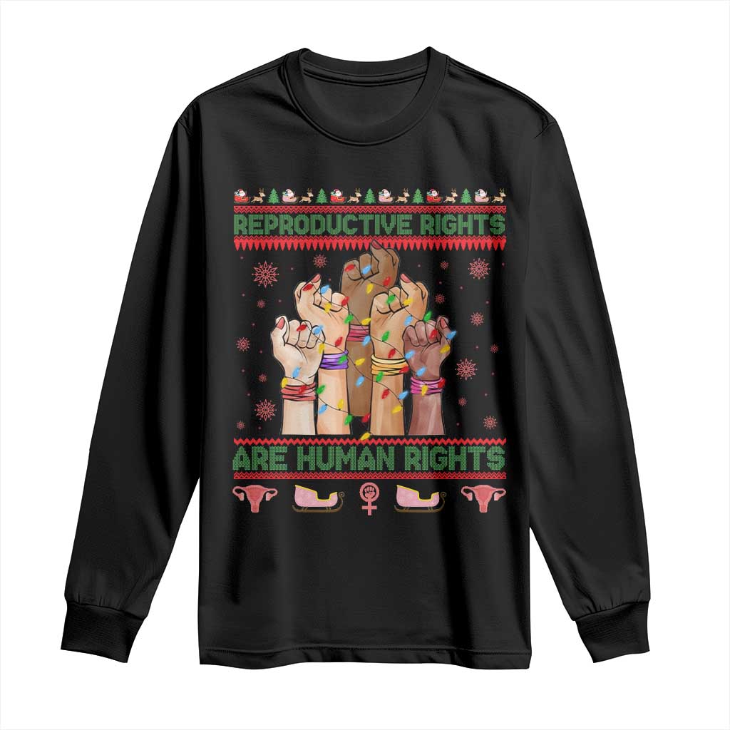 Ugly Christmas Feminist Raccoon Gift Long Sleeve Shirt Reproductive Rights Are Human Rights TS12 Black Print Your Wear