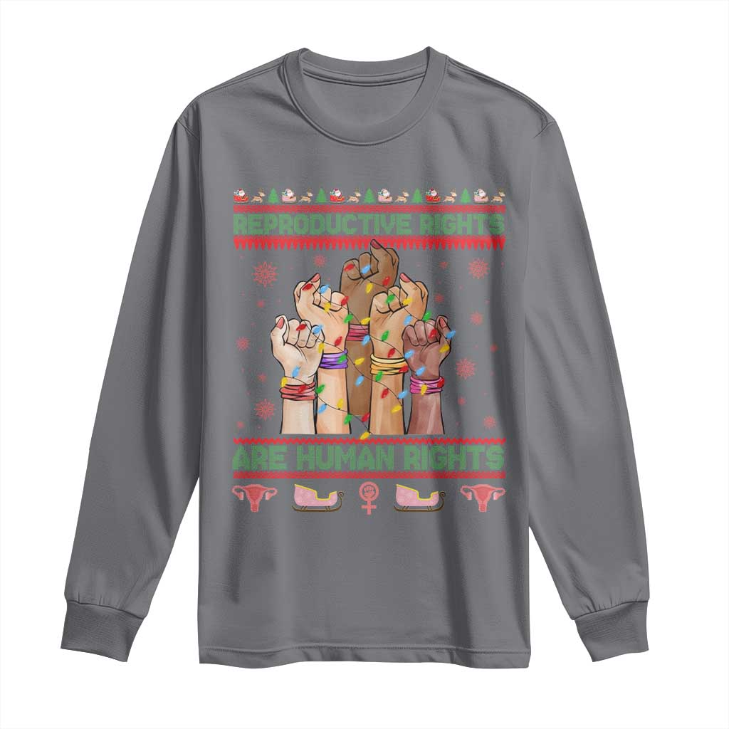 Ugly Christmas Feminist Raccoon Gift Long Sleeve Shirt Reproductive Rights Are Human Rights TS12 Charcoal Print Your Wear