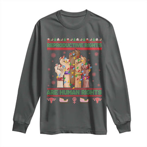 Ugly Christmas Feminist Raccoon Gift Long Sleeve Shirt Reproductive Rights Are Human Rights TS12 Dark Heather Print Your Wear
