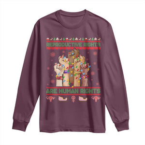 Ugly Christmas Feminist Raccoon Gift Long Sleeve Shirt Reproductive Rights Are Human Rights TS12 Maroon Print Your Wear