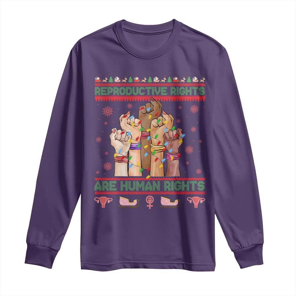 Ugly Christmas Feminist Raccoon Gift Long Sleeve Shirt Reproductive Rights Are Human Rights TS12 Purple Print Your Wear