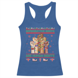 Ugly Christmas Feminist Raccoon Gift Racerback Tank Top Reproductive Rights Are Human Rights TS12 Royal Blue Print Your Wear