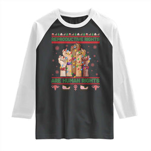 Ugly Christmas Feminist Raccoon Gift Raglan Shirt Reproductive Rights Are Human Rights TS12 Black White Print Your Wear