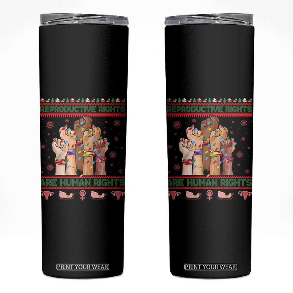 Ugly Christmas Feminist Raccoon Gift Skinny Tumbler Reproductive Rights Are Human Rights TS12 Black Print Your Wear