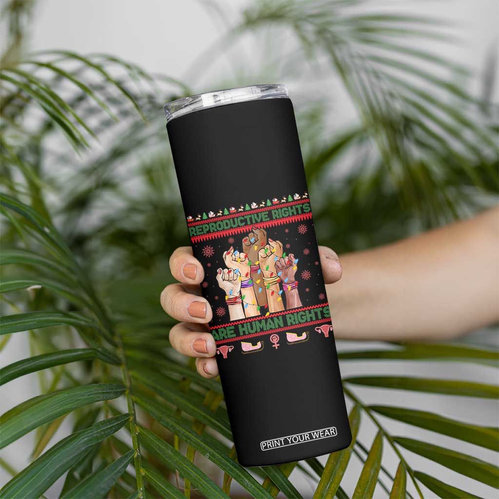 Ugly Christmas Feminist Raccoon Gift Skinny Tumbler Reproductive Rights Are Human Rights TS12 Print Your Wear