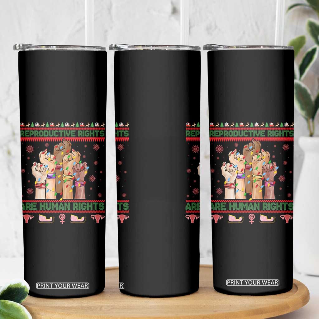 Ugly Christmas Feminist Raccoon Gift Skinny Tumbler Reproductive Rights Are Human Rights TS12 Print Your Wear