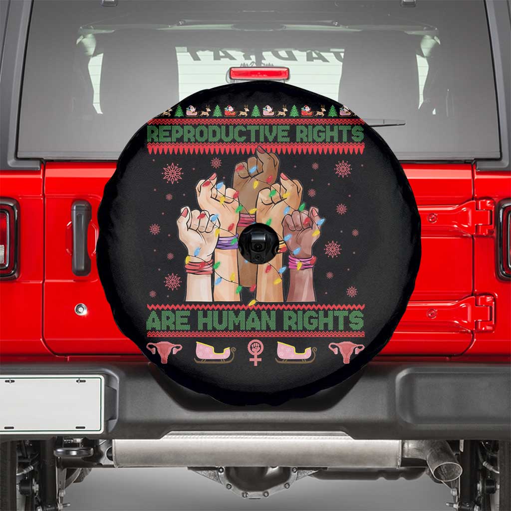Ugly Christmas Feminist Raccoon Gift Spare Tire Cover Reproductive Rights Are Human Rights TS12 Black Print Your Wear